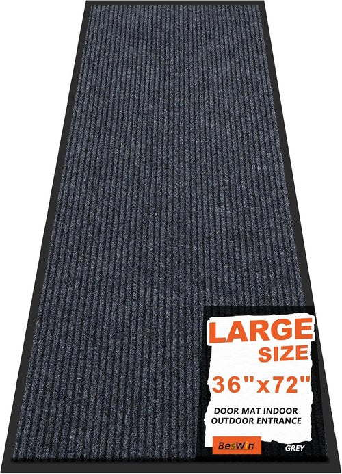 BesWin Heavy Duty Front Door Mat - Non-Slip Rubber Backing | 3'x6' Indoor/Outdoor Welcome Mat