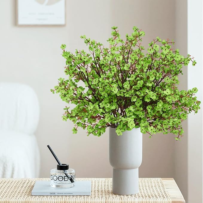 Yastouay 10 Pcs St Patricks Day Decorations, Silk Green Flowers Babys Breath Flowers Artificial Bulk, Spring Fowers Artificial for Decoration for DIY Home Centerpiece Table Decor