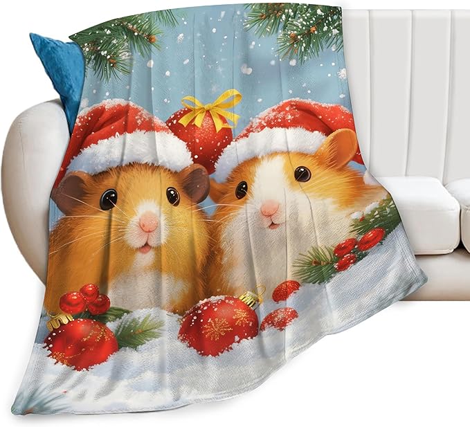 Guinea Pig Blanket Cute Christmas Guinea Pig Throw Blanket Soft Cozy Fleece Fuzzy Stuffed Plush Flannel Gifts for Girls Women Boys Kids Adults 50"X60"