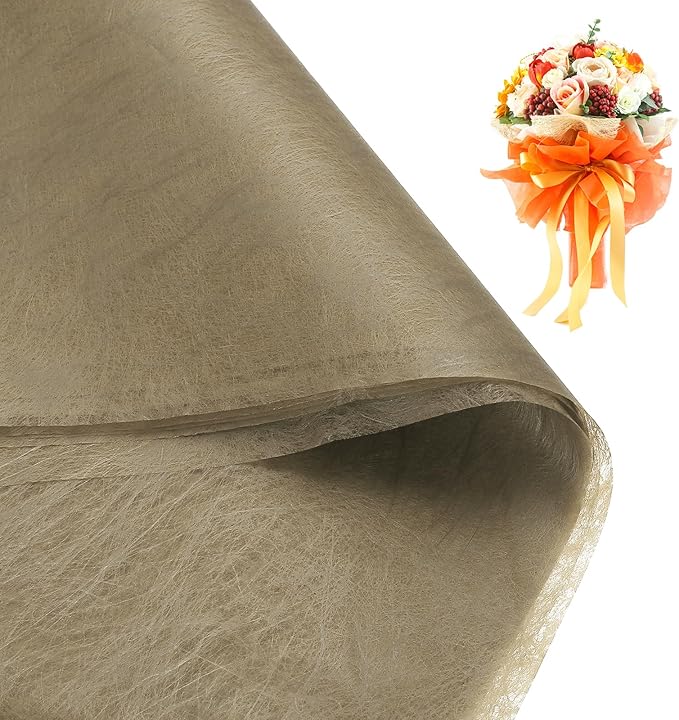PATIKIL Flower Wrapping Paper 29.5 Ft x 22.8 Inch, Cotton Wrapping Flower Paper Tissue Paper for Flower Bouquet Gift Wrapping Valentine's Day Graduation Gift Floral Wrap, Light Brown