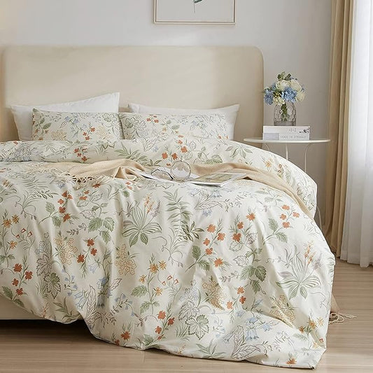 HighBuy King Comforter Set Vintage Floral Comforter Sets for Bed Set Aesthetic Green Flower Bedding Comforter Set Women Girl Bedding Sets Boho Comforter,1 King Comforter Soft 2 Pillowcases