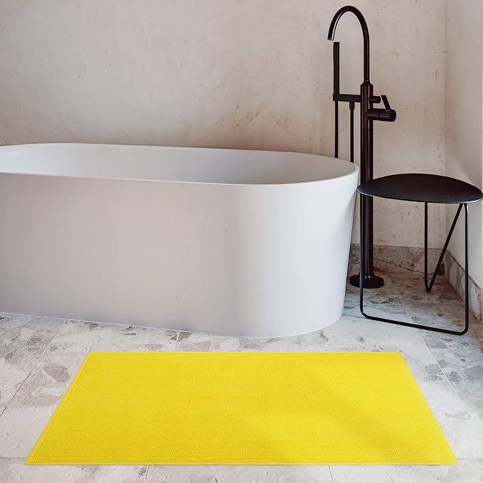 Cotton Paradise 100% Cotton Turkish Bathmat Rug, Soft Absorbent Quick Dry Non Slip, 17x24 Bathmat Rug, Yellow