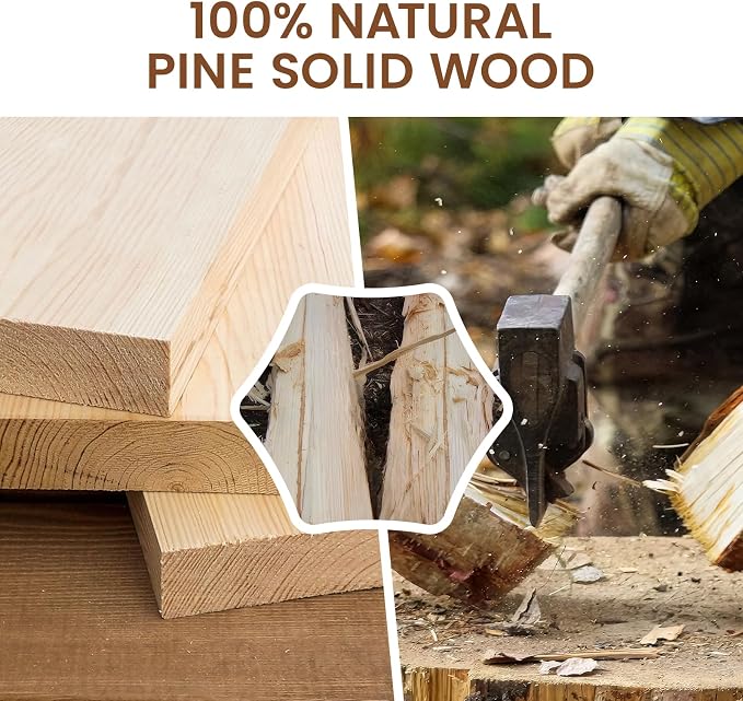 Heimlove Unfinished Wood Floating Shelves, Pine Shelves for Wall Set of 2, Wall Mounted Rustic Wood 8 Inch Deep Floating Shelf with Invisible Brackets for Bedroom Kitchen Living Room - Natural, 36x8