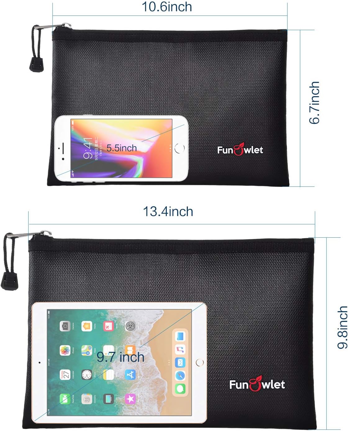 x 9.8" & 10.6" x 6.7