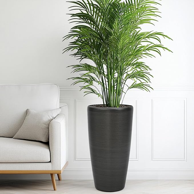 22.8" Tall Planters Set of 2, High-Density Resin Brushed Outdoor Pots for Plants, Versatile Indoor/Outdoor Flower Pots w/Drainage Hole for Patio Garden Porch & Living Room Decor, Ideal Gift