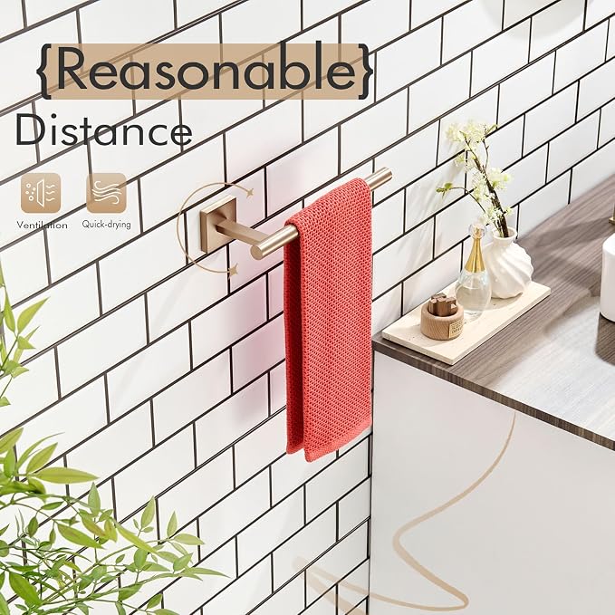 KOKOSIRI Bathroom Towel Bar Hand Towel Holders Wall Mount Toilet Kitchen Cabinet Paper Holder Stainless Steel Bath Hardware Champagne Bronze, B3008CPG
