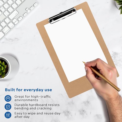 LUX Hardboard Clipboard - 6-Pack Brown | Durable Professional Office Organization Tools
