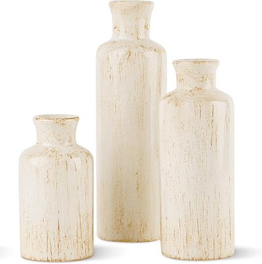 Creative Scents Rustic Luxe Vase Set - Vases for Decor, Perfect for Holding Pampas Grass, Dried/Fresh Flowers, Vases for Your Kitchen, Bedroom, Office, Living Room, Bathroom, or Shelf Decor