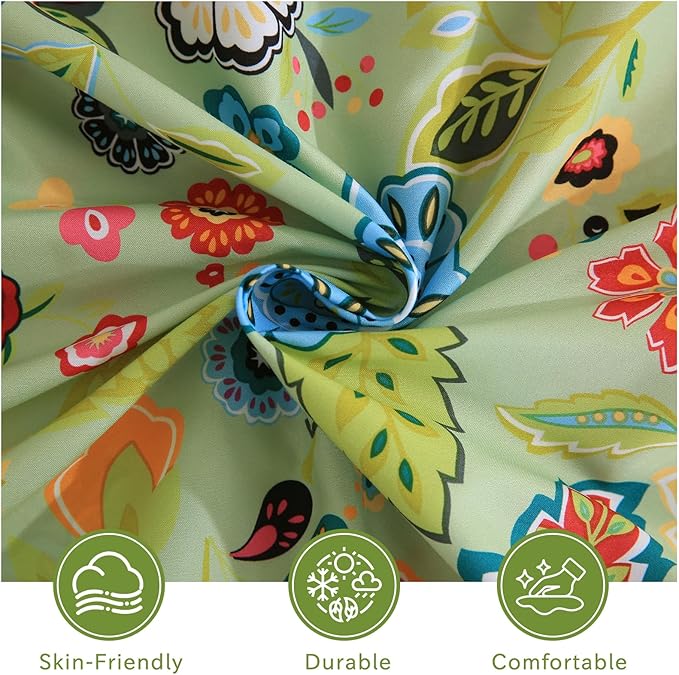 Bedlifes Queen Size Extra Deep Pocket Sheet Sets - Fits Mattresses Up to 18-24" Thick, 4-Piece Microfiber Set with 1800 Thread Count, Soft, Smooth, Breathable, Featuring Floral Sage Green