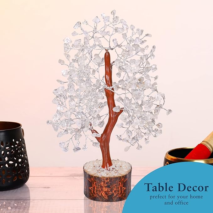YATHABI Clear Quartz - Crystal Tree - Gemstone - White Money Tree - Chakra Tree - Quartz Crystal - Crystal Bonsai Tree - Tree of Life Decor - Spiritual Item - Crystal Gift - Stone Tree