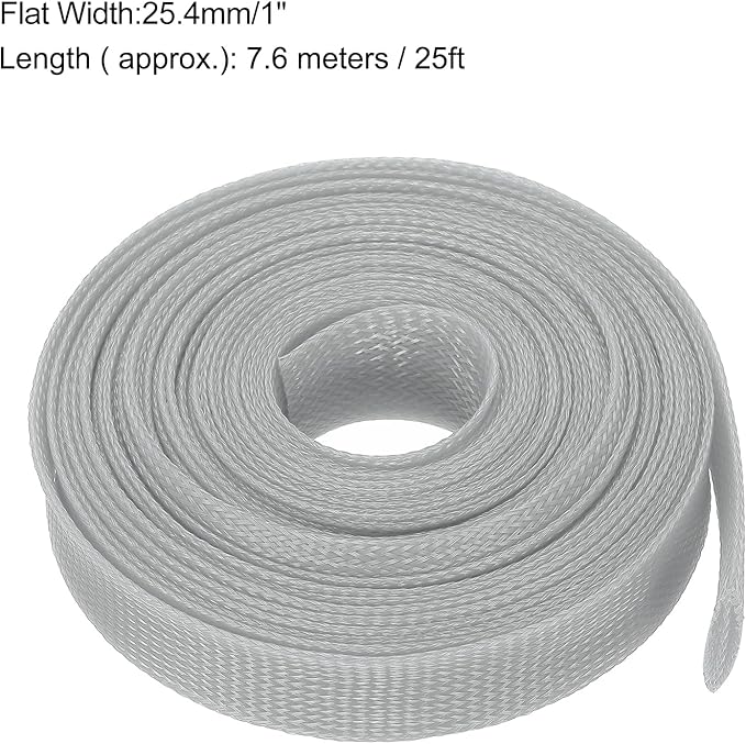 uxcell Expandable Sleeving, 1-inch 25ft Cable Sleeve, Gray