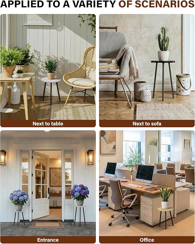 Plant Stand Indoor Tall: Corner Wood Plant Stand 2 Pack Mid Century Modern Decor - Small Round Plant Table for Indoor Plants - Outdoor Plant Holder for Patio Living Room Bathroom Office (White)