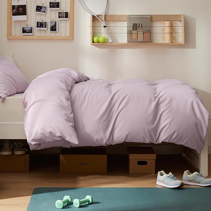 Bedsure Duvet Cover Twin/Twin XL Size - Soft Double Brushed Bedding Set for Kids & Adults, Zipper Closure, 2 Pieces, Includes 1 Duvet Cover (68"x90") & 1 Pillow Sham, NO Comforter, Pink Mocha