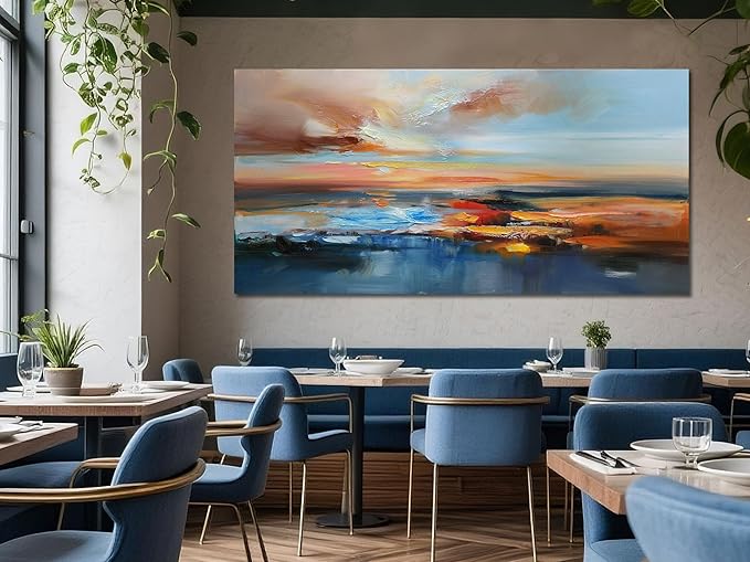 Brushart Abstract Wall Art Large Landscape Canvas Picture, Paintings Wall Decor Living Room Textured Artwork for Walls Bedroom Home Office, 58"x29"