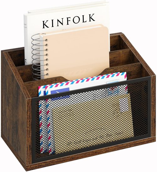 Mail Organizer by [Brand Name] - Wall-Mounted 3-Slot Mail Sorter | Stylish Home Office Desk Holder