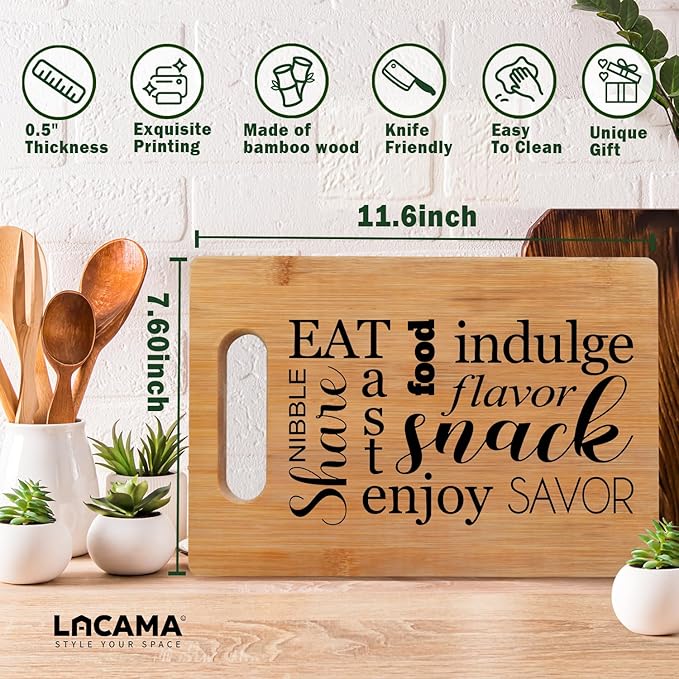 Lacama Kitchen Gifts for Women Mom Grandma, Cute Board Cutting Chopping Boards for Kitchen, Snack Board, Unique Charcuterie Decorative Bamboo Cutting Board for Birthday Christmas Gifts