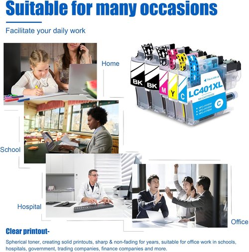 Brother LC401XL High Yield Ink Cartridges - 5-Pack (2 Black, 1 Cyan, 1 Magenta, 1 Yellow) for MFC-J1010DW, MFC-J1012DW, MFC-J1170DW Printers