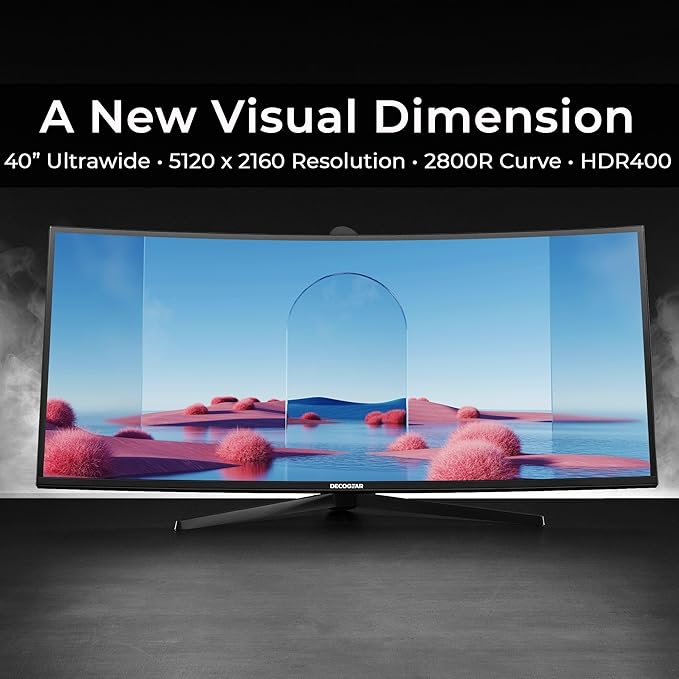 Deco Gear 40” 5K UltraWide Monitor (5120×2160), IPS, HDR10, 21:9, 100% sRGB / 96% DCI-P3, USB-C, HDMI, DP, PIP/PBP, Adaptive Sync - Pro Color Accuracy for Creators & Multitasking - American Seller