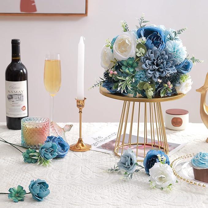 Artificial Flowers Combo, Fake Flowers for DIY Tables Centerpieces Baby Shower Bridal Shower Wedding Bouquet Arrangements Party Candle Holder Cake Decor Flower Home Decorations