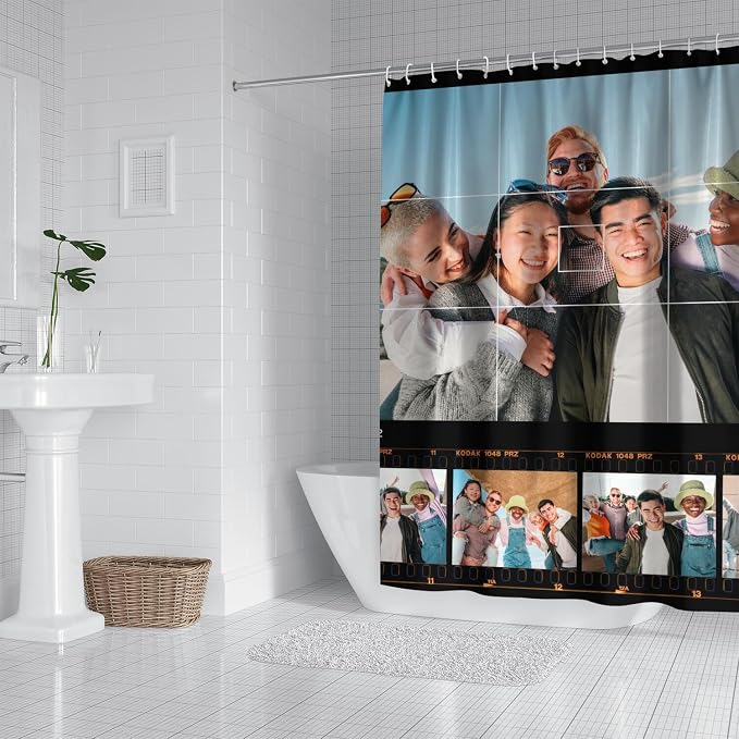 Personalized Shower Curtain Set Custom Photo Shower Curtains Modern Minimalist Home Bathroom Curtain Decor with 12 Hooks 72 Inch Wide * 72 Inch High