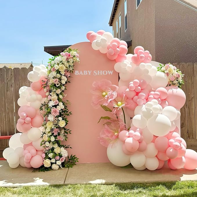 Artificial Giant Huge Flowers 5.57FT 3D Large Faux Floral Green Pink Big Flowers for Wedding Birthday Party Shop Window Display Arrangement Event Decorations