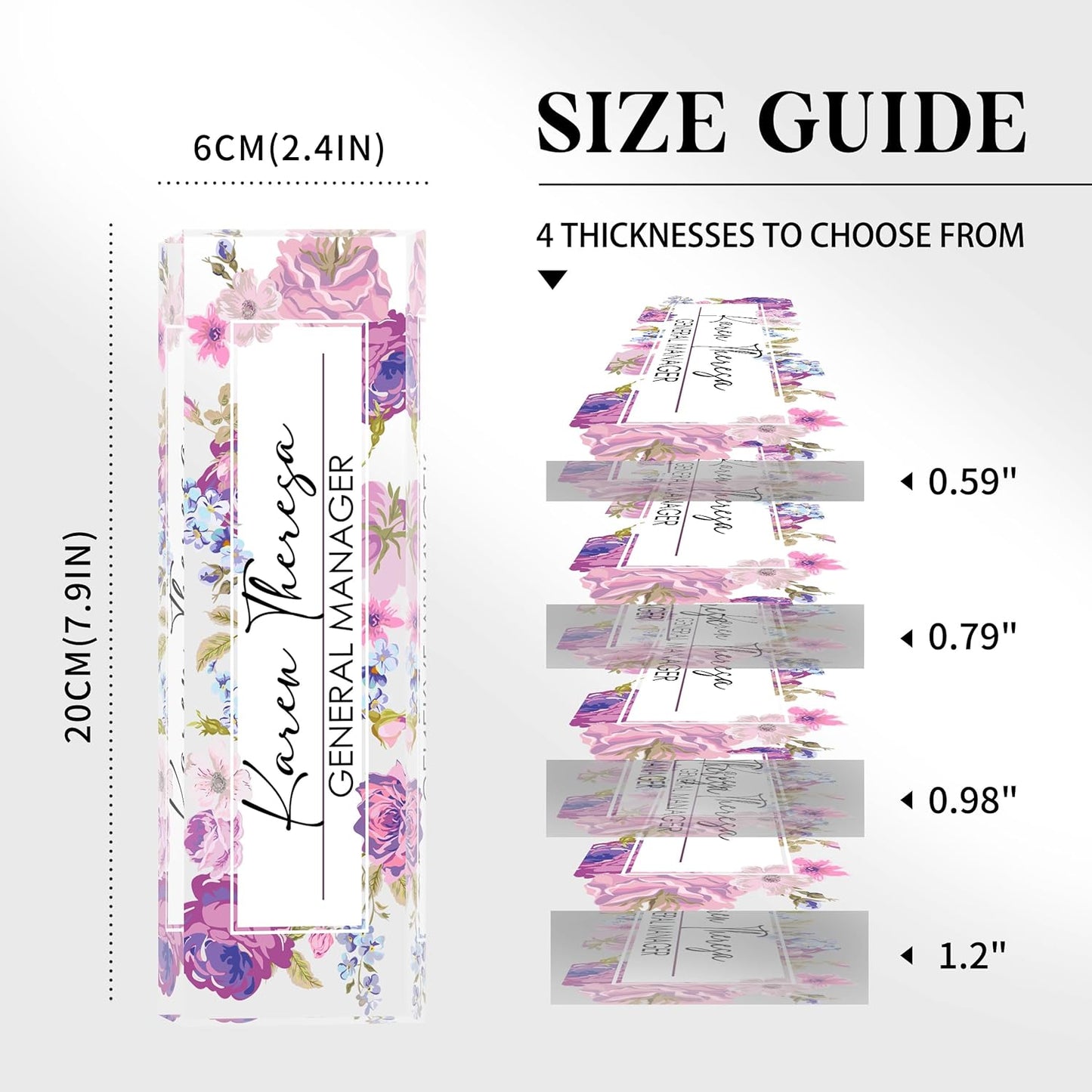 Skiennix Custom Office Name Plate - Personalized Desk Gift for Women, Employees & Teachers | Hundred Flowers Design