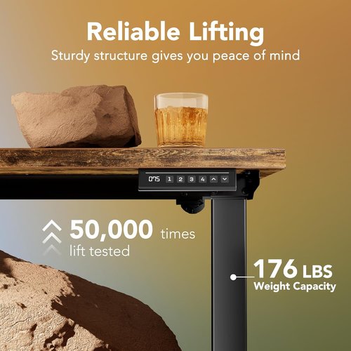 HUANUO Electric Standing Desk - Height Adjustable 40 x 24 Inch Home Office Desk with Storage Bag & 4 Memory Settings | Rustic Brown