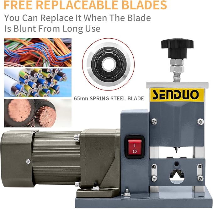 Automatic Wire Stripper Machine,25W 0.04" - 0.79" Electric Wire Stripping Machine,with Free Replacement Blades,Portable cable stripper for Scrap Copper Wire Cable Recycling