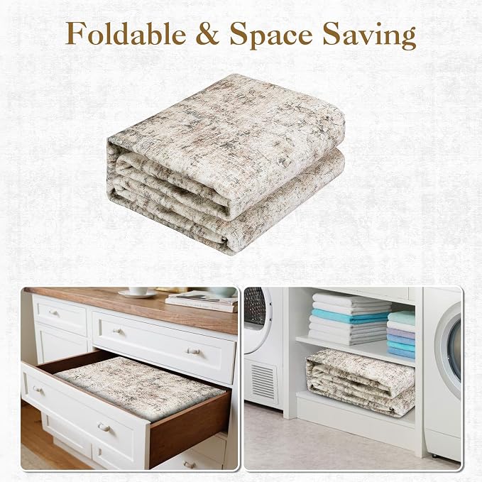Washable Boho 10x13 Area Rug for Living Room Low Pile Soft Bedroom Rugs Non Slip Distressed Medal Print Large Indoor Carpet Thin Foldable Boho Vintage Carpet for Playroom Farmhouse, Brown