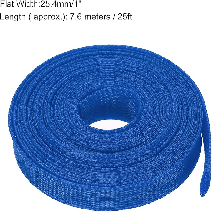 uxcell Expandable Sleeving, 1-inch 25ft Cable Sleeve, Blue