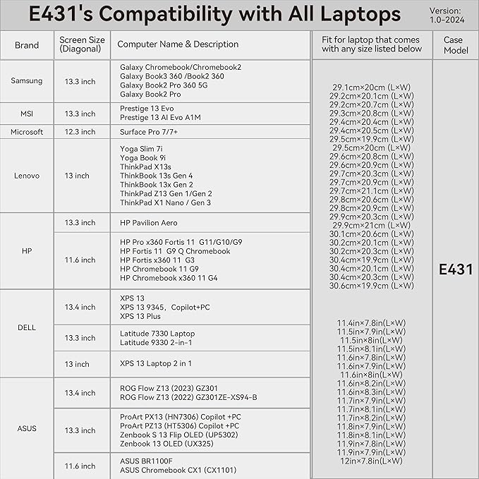 Smatree 13.3 inch Laptop Sleeve for MSI Prestige 13 Evo A13M/A12M, for MSI Prestige 13 AI Evo A1M, 13 inch Protective Slim Laptop Case with Accessory Pocket, YKK Zipper, Shockproof Design (E431)