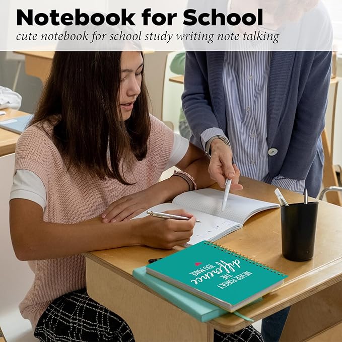 DSHFG Notebook Journal for Women Employees Gifts, Notebooks for Work Office Supplies, Appreciation Gifts Thank You Gift, Green Spiral Notebook, Never Forget The Difference You Make, 5.5x8.3