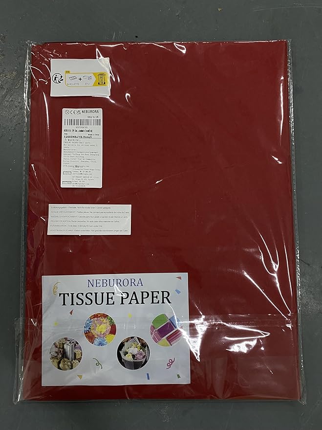 NEBURORA 120 Sheets Red Tissue Paper - 14 x 20 Inches, Christmas Wrapping Paper Bulk for Gift Bags, Packaging, Floral Filler, Crafts, Birthday, Wedding, Valentine's Decor