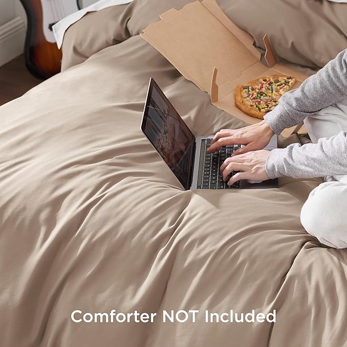 Bedsure Duvet Cover Queen Size - Soft Double Brushed Bedding Set for Kids & Adults, Zipper Closure, 3 Pieces, Includes 1 Duvet Cover (90"x90") & 2 Pillow Shams, NO Comforter, Hazel