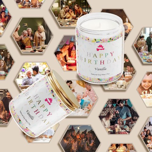 Lihome Happy Birthday Candle - Natural Soy Wax Vanilla Scented Gift for Men, Women, & Friends