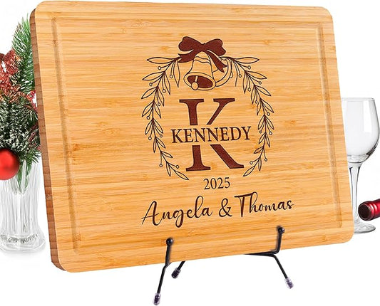 Personalized Cutting Board for Christmas, Gifts for Couples 2025, Custom Engraved with Names & Date, Unique Holiday, Bridal Shower, Anniversary & Newlyweds Present