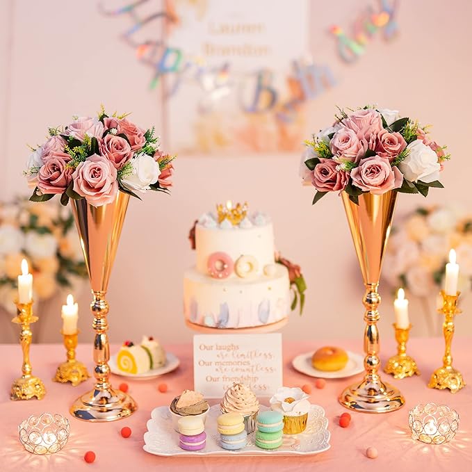 Flower Centerpieces for Wedding Tables: Wedding Table Decorations Dusty Rose & White Flower Balls Centerpieces for Engagement Cerebration Party Center Pieces 10 Packs