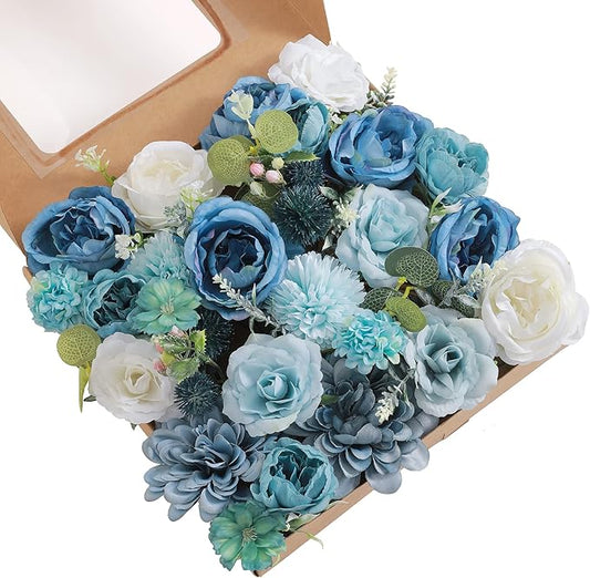 Artificial Flowers Combo, Fake Flowers for DIY Tables Centerpieces Baby Shower Bridal Shower Wedding Bouquet Arrangements Party Candle Holder Cake Decor Flower Home Decorations