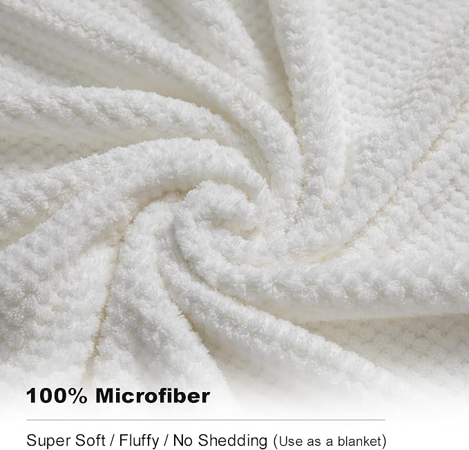 2 Piece Hand Towels Set,100% Microfiber - Quick Dry, Thick, Soft, Plush and Highly Absorbent Luxury Hotel & Spa Bath Towel for Bathroom, Pack of 2 (White)