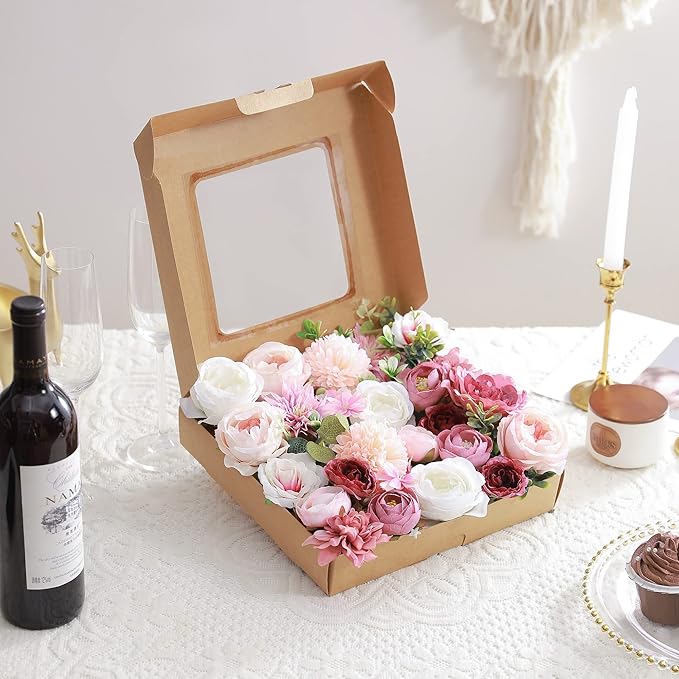 Artificial Flowers Combo, Fake Flowers for DIY Tables Centerpieces Baby Shower Bridal Shower Wedding Bouquet Arrangements Party Candle Holder Cake Decor Flower Home Decorations