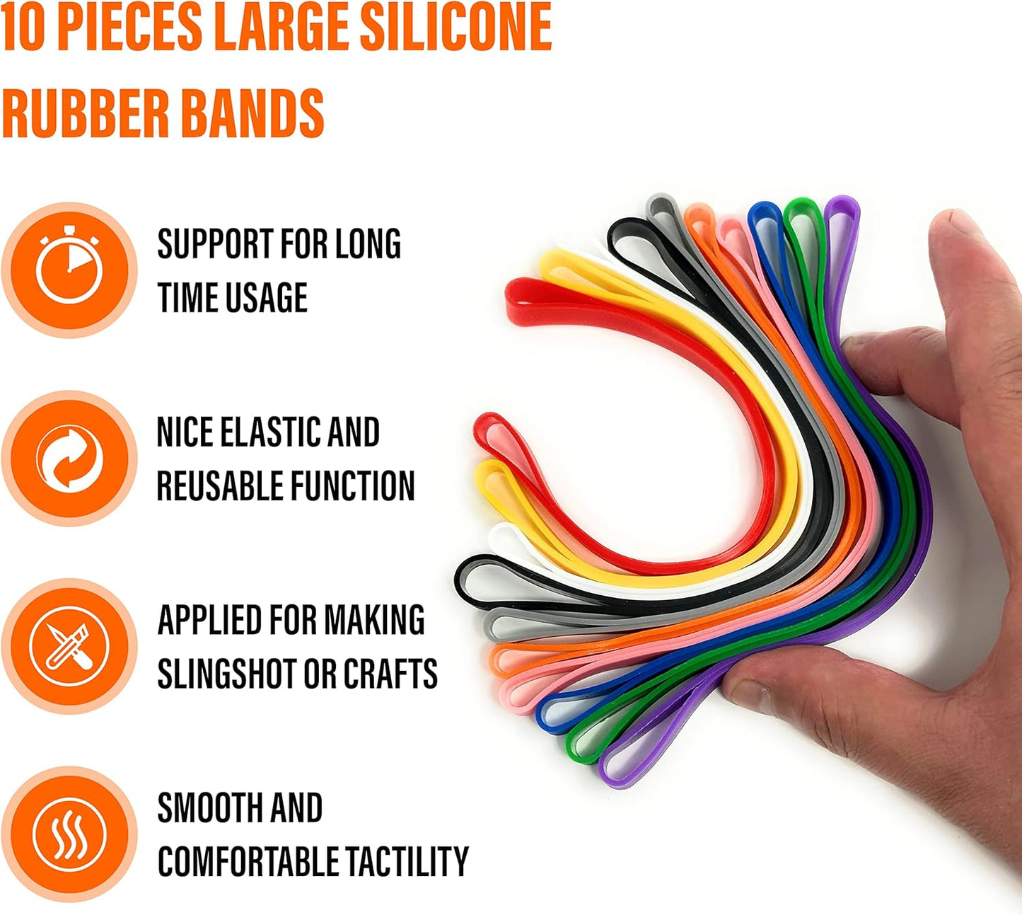 Skiennix Large Heavy-Duty Rubber Bands - Extra Wide & Strong XL Elastic Bands (10 Pieces)