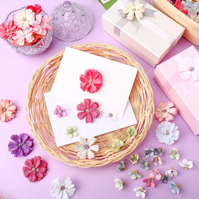 Geosar 120 Pcs Small Flowers for Crafts Mini Faux Flowers Artificial Silk Fabric Floral Arrangement Decor for DIY Wreath Bouquets Wedding Shower Home Decor(Multicolor,Classic Style)