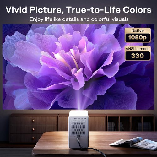 Aurzen D1R Cube Projector - Portable Mini Projector Bundle with Carrying Case & Bag