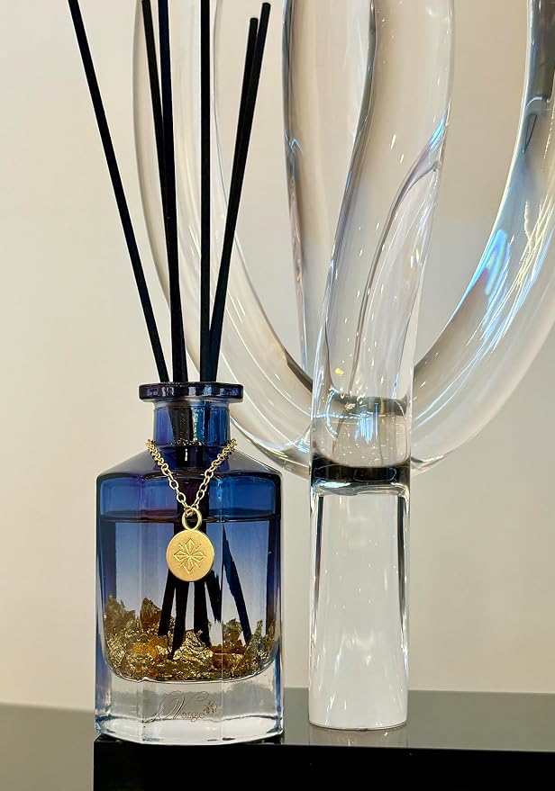 VANGIE Luxury Reed Diffuser for Home | Lavender & Chamomile Calming Scent | Floating Gold Leaf Glass Bottle | Long-Lasting Aroma | Vegan | Bedroom, Bathroom & Relaxing Spaces