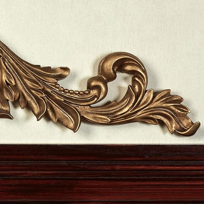 Salvatar Wall Art Topper | Large, Wide Doorway Design | Antique Aged Gold Metallic Finish | Openwork Acanthus Leaf Scrolls with Ornate Fleur De Lis | Hang Alone or Above A Door, Window, or Artwork