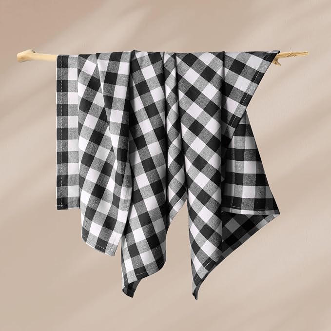 Multi Check Tea Towels 4 Pack Combo, 18"x26", Dish Towels for Kitchen Drying, Reusable Rags, Absorbent, Washable Cloths, Cleaning Towels for Dishes - Multi Pack