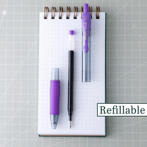 PILOT G2 Premium Gel Pens - Refillable & Retractable, Fine Point, Purple Ink, 12-Pack