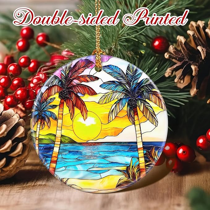 Christmas Ornaments: Christmas Tree Decorations, Beach Sunset Holiday Decor, Stocking Stuffers, Gift Ideas, Xmas Gift, Summer Vibes Gifts & Gifts for Beach Lover
