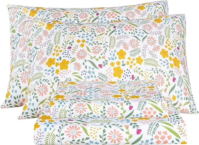 Bedlifes King Size Extra Deep Pocket Sheet Sets - Fits Mattresses Up to 18-24" Thick, 4-Piece Microfiber Set with 1800 Thread Count, Soft, Smooth, Breathable, Featuring Floral