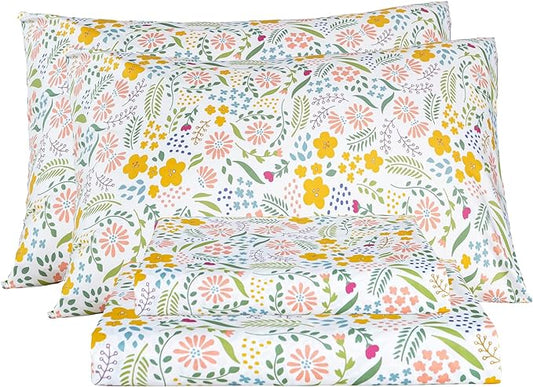 Bedlifes King Size Extra Deep Pocket Sheet Sets - Fits Mattresses Up to 18-24" Thick, 4-Piece Microfiber Set with 1800 Thread Count, Soft, Smooth, Breathable, Featuring Floral
